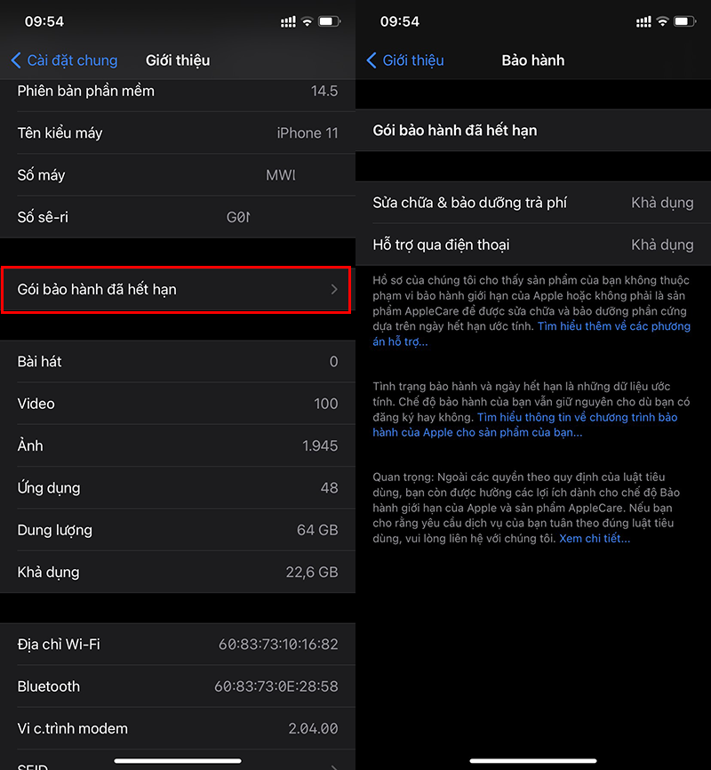 kiểm tra bảo hành