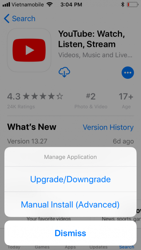 Cài đặt ứng dụng phiên bản cũ cho các máy iOS thấp 11 c11