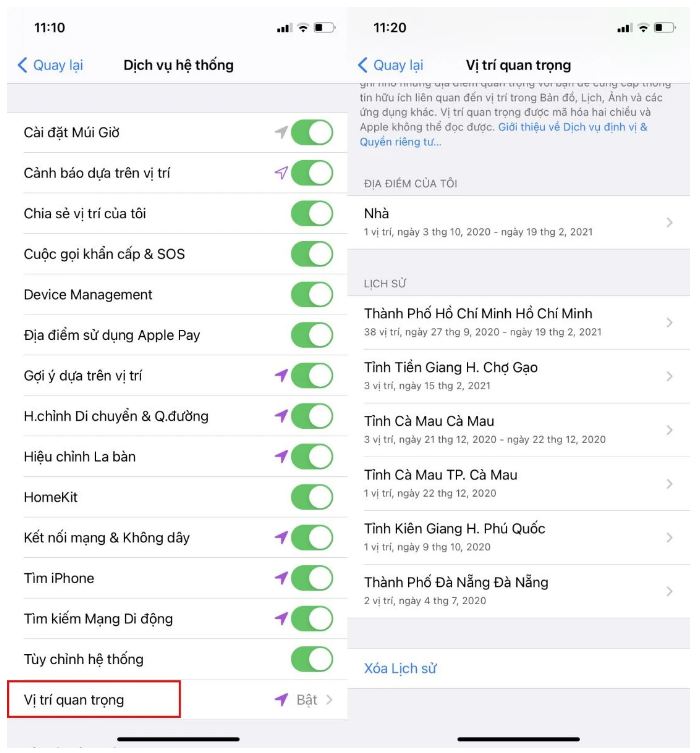 Hướng dẫn xem các nơi đã đi qua ngay trên iPhone 2 xem dinh vi iphone shopcongnghe2